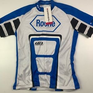 LOUIS GARNEAU Womens 1/2 Zip Short Sleeve Cycling Jersey Sz XL White/Blue/Black